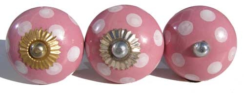 Porcelain doorknob polka dot pink