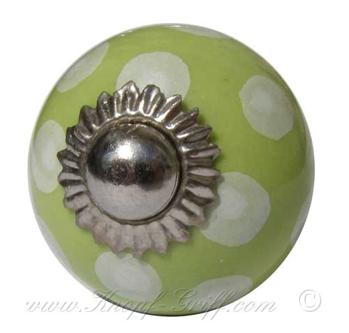 Porcelain doorknob polka dot lime