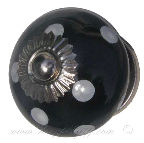 Porcelain doorknob polka dot black