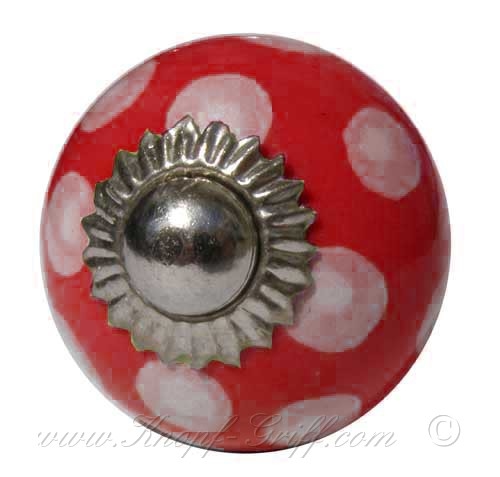 Porcelain doorknob polka dot red