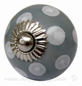 Porcelain doorknob polka dot grey