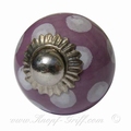 Porcelain doorknob polka dot purple