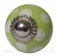 Porcelain doorknob polka dot lime