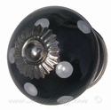 Porzellanknopf - Möbelknauf Polka dot Black