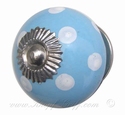 Porzellanknopf - Möbelknauf Polka dot Blau