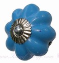 Porcelain doorknob azure blue